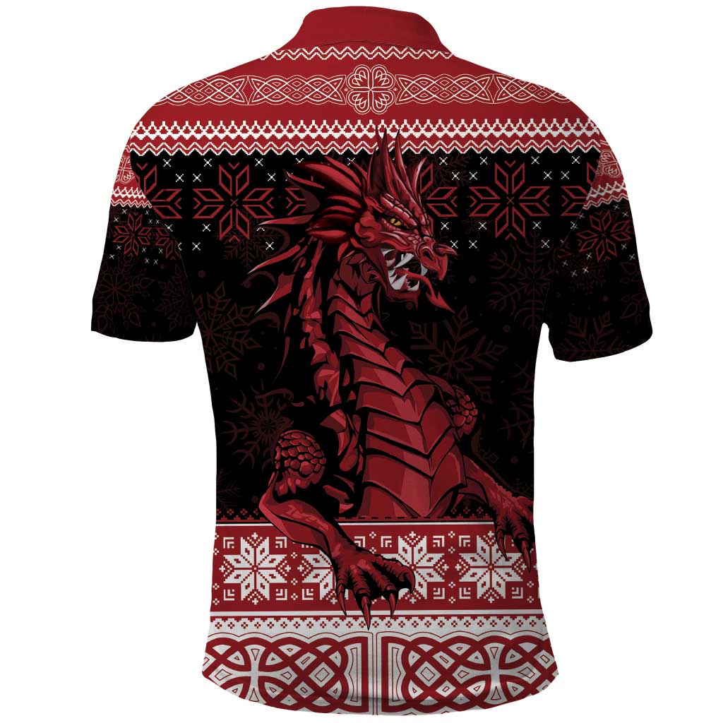 Christmas Wales Celtic Polo Shirt Welsh Dragon Nadolig Llawen - Wonder Print Shop