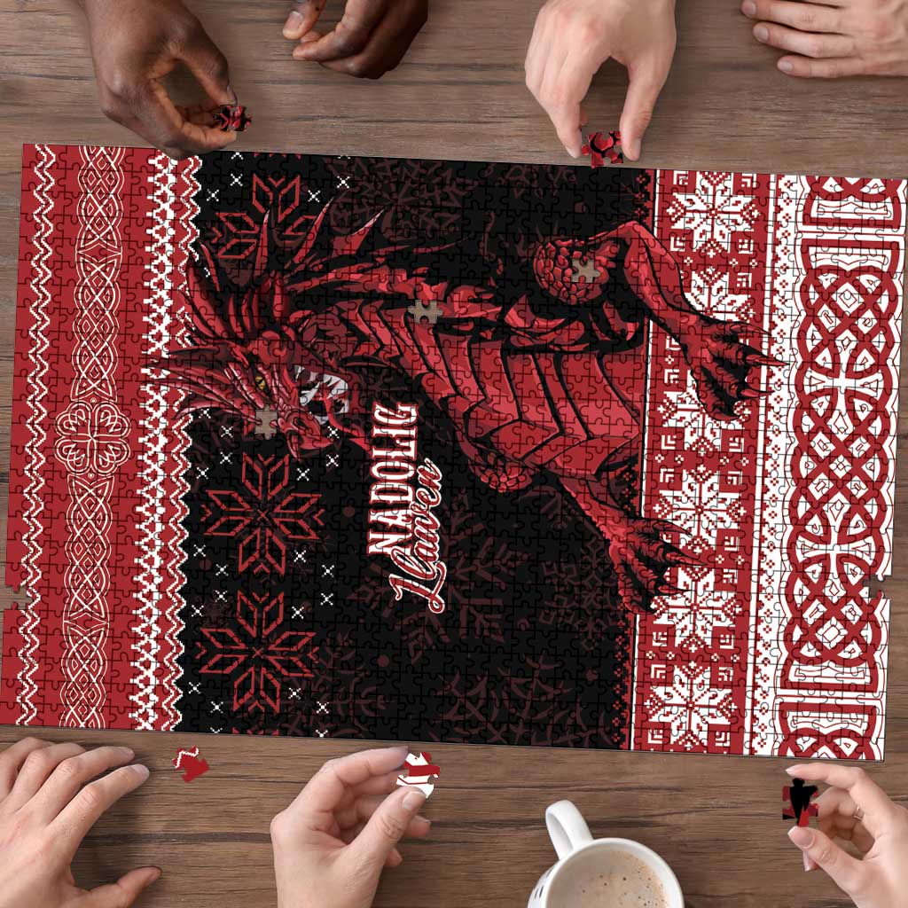 Christmas Wales Celtic Puzzle Welsh Dragon Nadolig Llawen - Wonder Print Shop