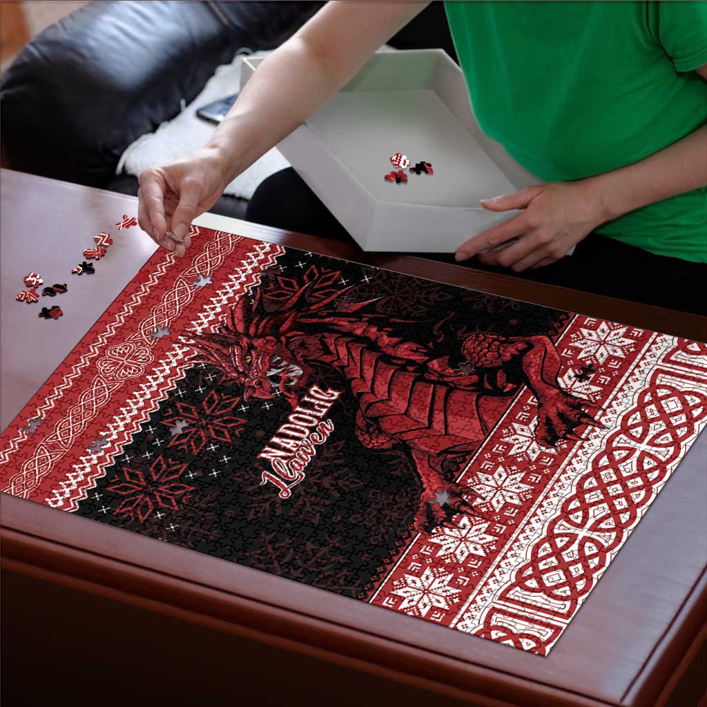 Christmas Wales Celtic Puzzle Welsh Dragon Nadolig Llawen - Wonder Print Shop