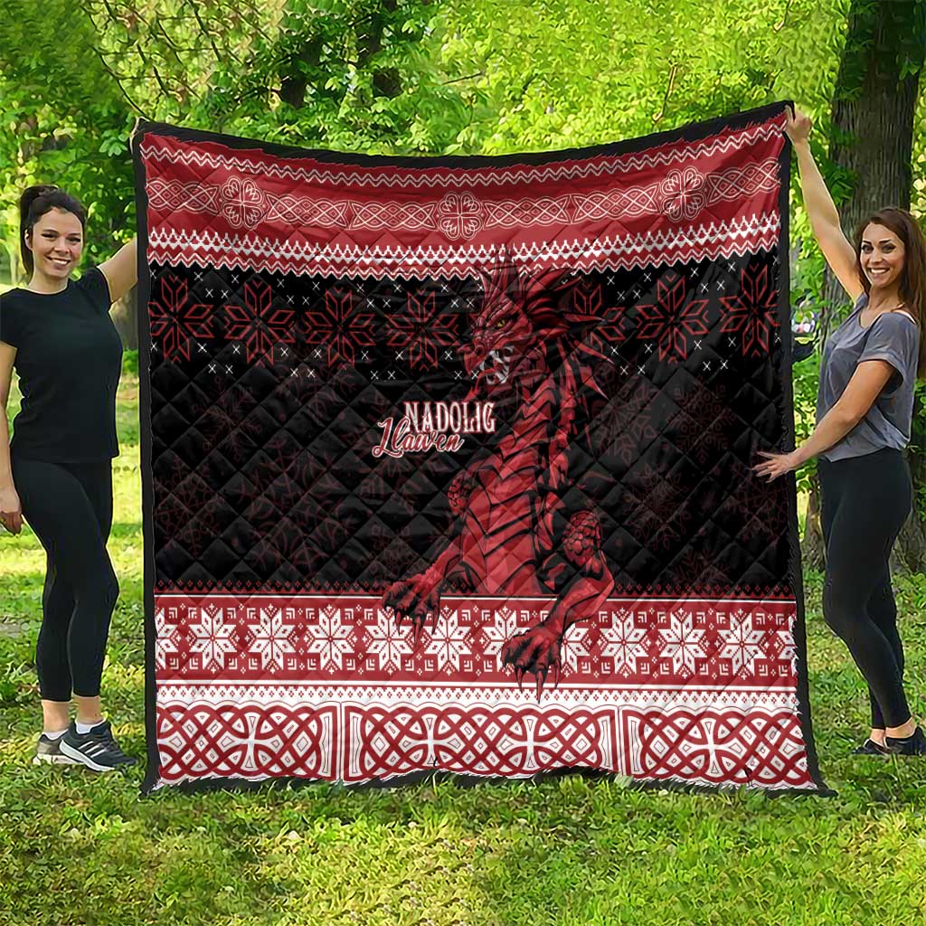 Christmas Wales Celtic Quilt Welsh Dragon Nadolig Llawen - Wonder Print Shop