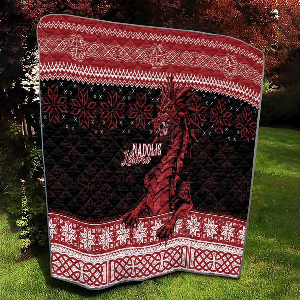 Christmas Wales Celtic Quilt Welsh Dragon Nadolig Llawen - Wonder Print Shop