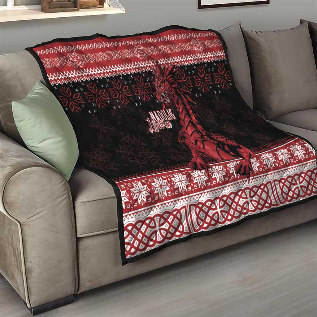 Christmas Wales Celtic Quilt Welsh Dragon Nadolig Llawen - Wonder Print Shop