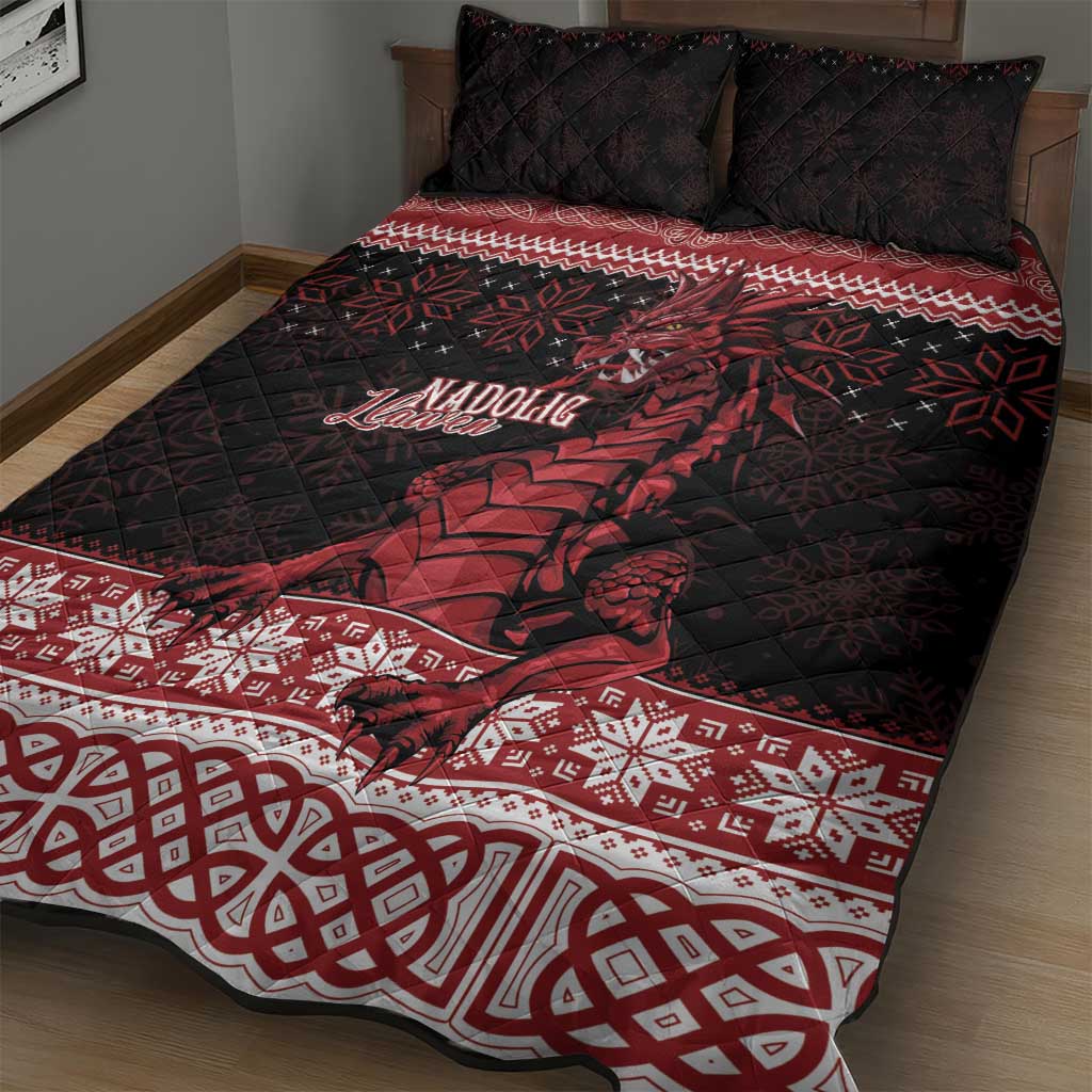 Christmas Wales Celtic Quilt Bed Set Welsh Dragon Nadolig Llawen - Wonder Print Shop