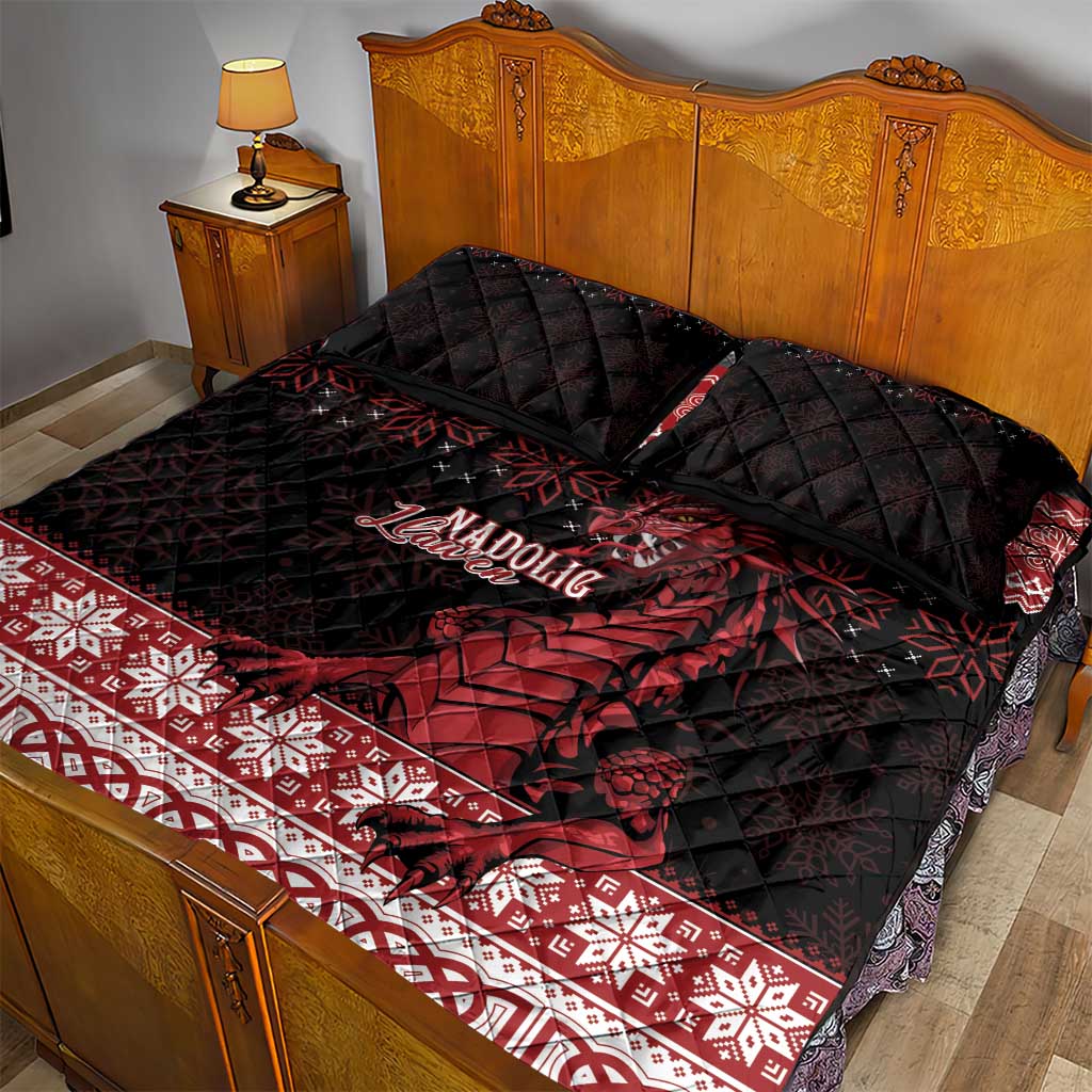 Christmas Wales Celtic Quilt Bed Set Welsh Dragon Nadolig Llawen - Wonder Print Shop