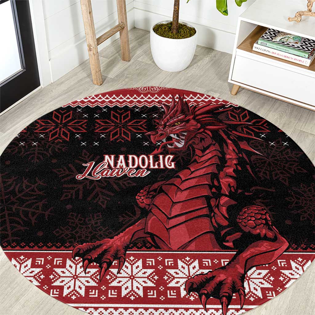Christmas Wales Celtic Round Carpet Welsh Dragon Nadolig Llawen - Wonder Print Shop