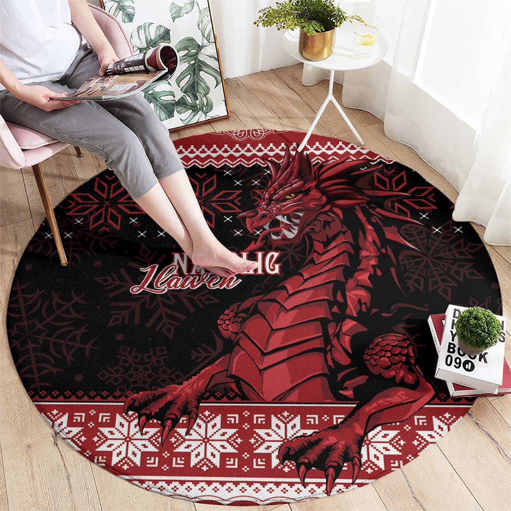 Christmas Wales Celtic Round Carpet Welsh Dragon Nadolig Llawen - Wonder Print Shop
