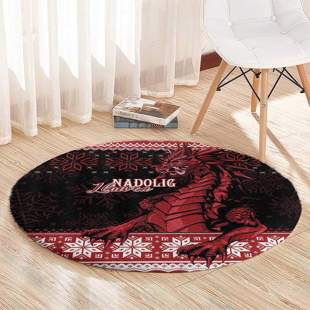 Christmas Wales Celtic Round Carpet Welsh Dragon Nadolig Llawen - Wonder Print Shop