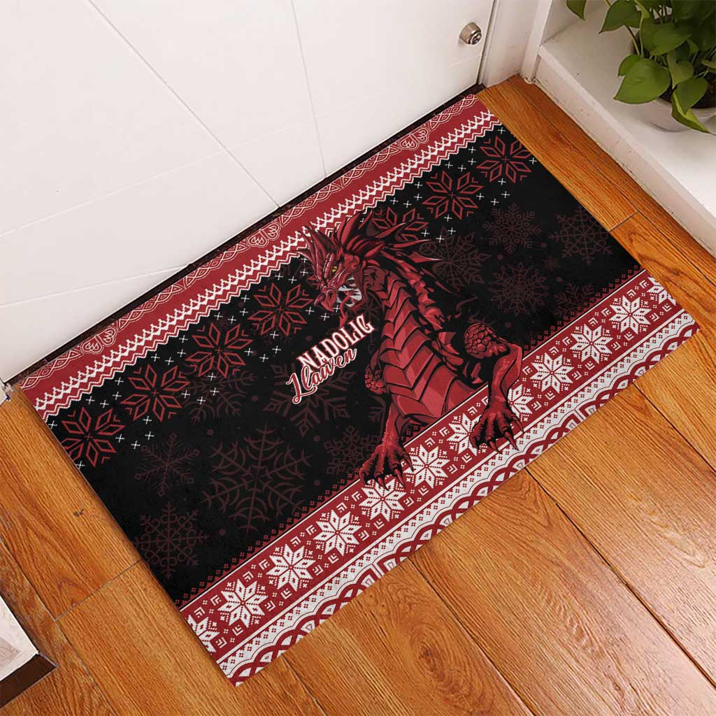 Christmas Wales Celtic Rubber Doormat Welsh Dragon Nadolig Llawen - Wonder Print Shop