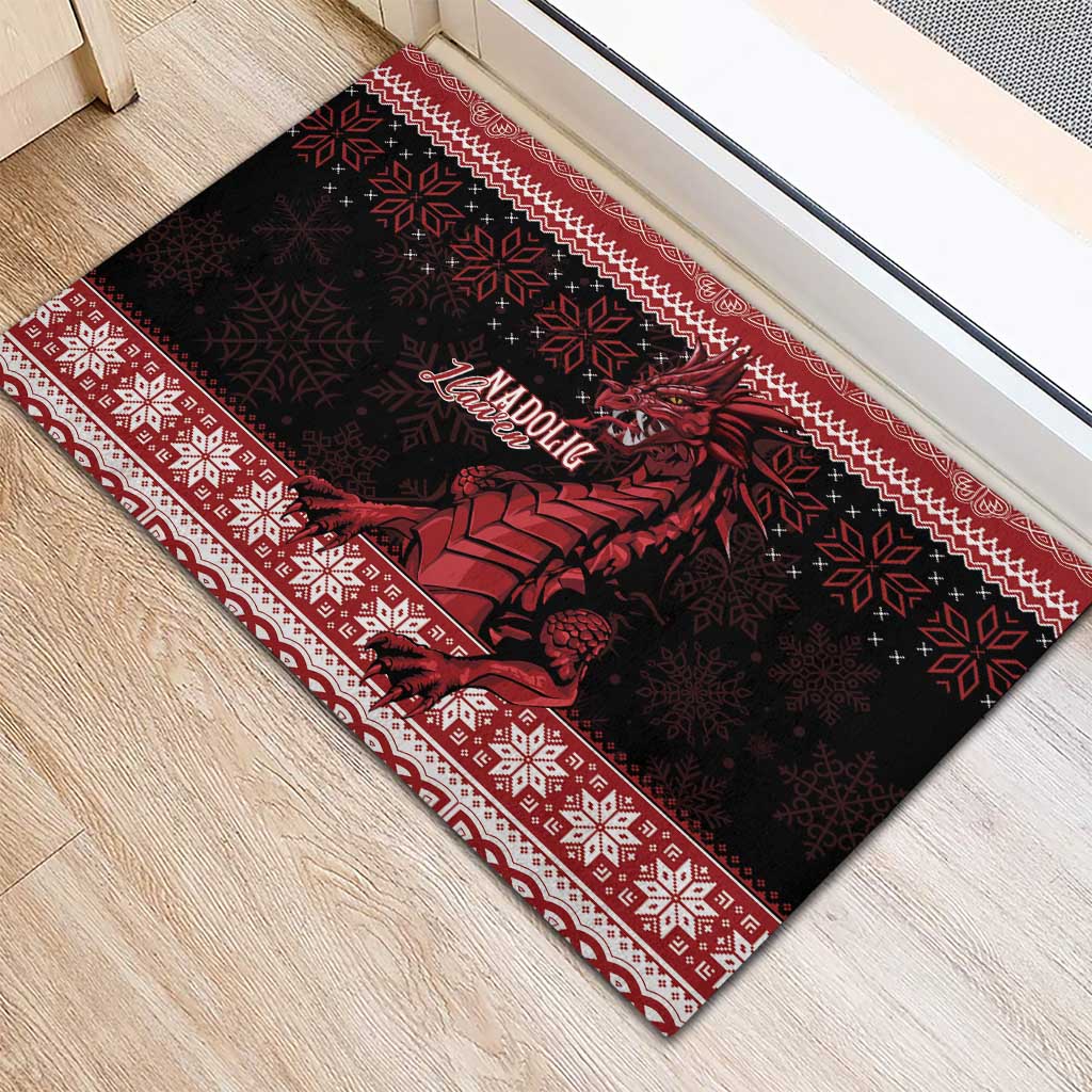 Christmas Wales Celtic Rubber Doormat Welsh Dragon Nadolig Llawen - Wonder Print Shop