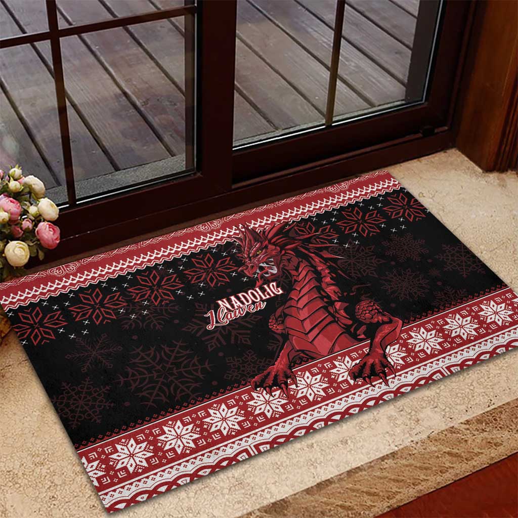 Christmas Wales Celtic Rubber Doormat Welsh Dragon Nadolig Llawen - Wonder Print Shop