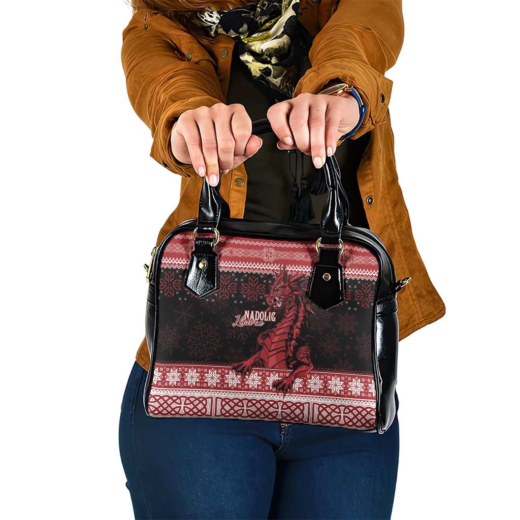 Christmas Wales Celtic Shoulder Handbag Welsh Dragon Nadolig Llawen - Wonder Print Shop