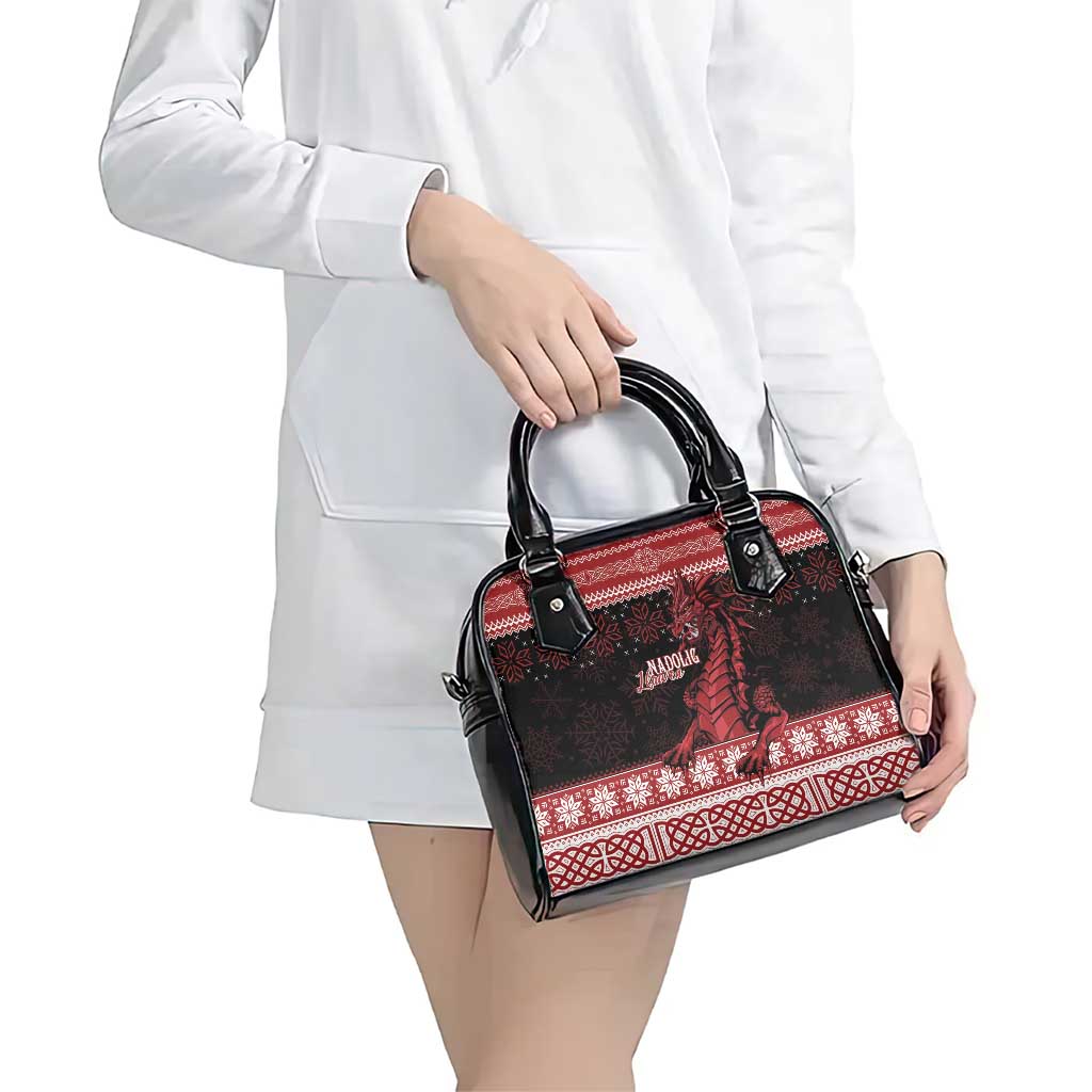 Christmas Wales Celtic Shoulder Handbag Welsh Dragon Nadolig Llawen - Wonder Print Shop