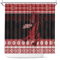 Christmas Wales Celtic Shower Curtain Welsh Dragon Nadolig Llawen - Wonder Print Shop