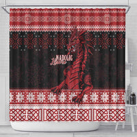 Christmas Wales Celtic Shower Curtain Welsh Dragon Nadolig Llawen - Wonder Print Shop