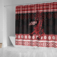 Christmas Wales Celtic Shower Curtain Welsh Dragon Nadolig Llawen - Wonder Print Shop