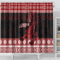 Christmas Wales Celtic Shower Curtain Welsh Dragon Nadolig Llawen - Wonder Print Shop