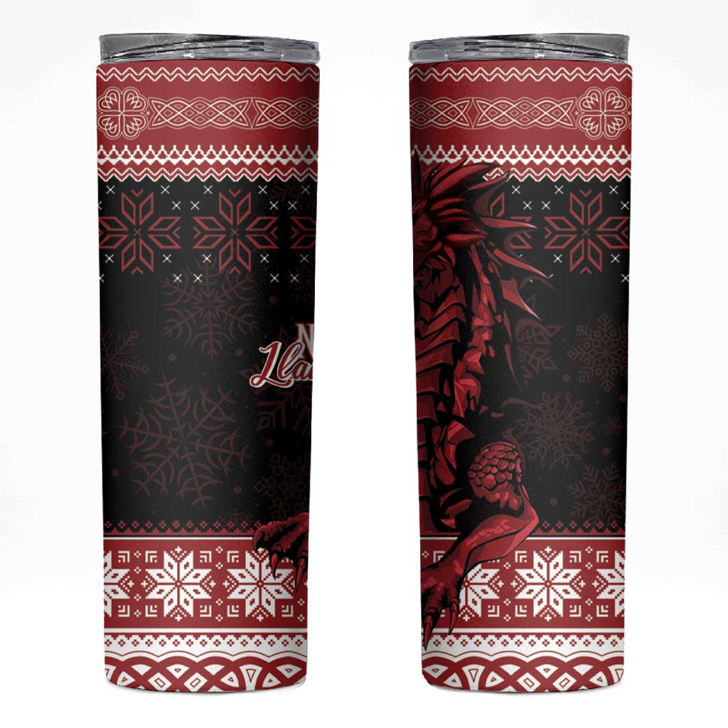 Christmas Wales Celtic Skinny Tumbler Welsh Dragon Nadolig Llawen - Wonder Print Shop