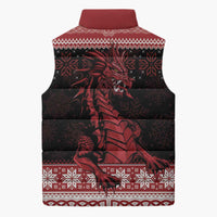 Christmas Wales Celtic Sleeveless Puffer Jacket Welsh Dragon Nadolig Llawen - Wonder Print Shop