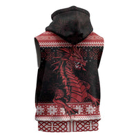 Christmas Wales Celtic Sleeveless Zip Hoodie Welsh Dragon Nadolig Llawen - Wonder Print Shop