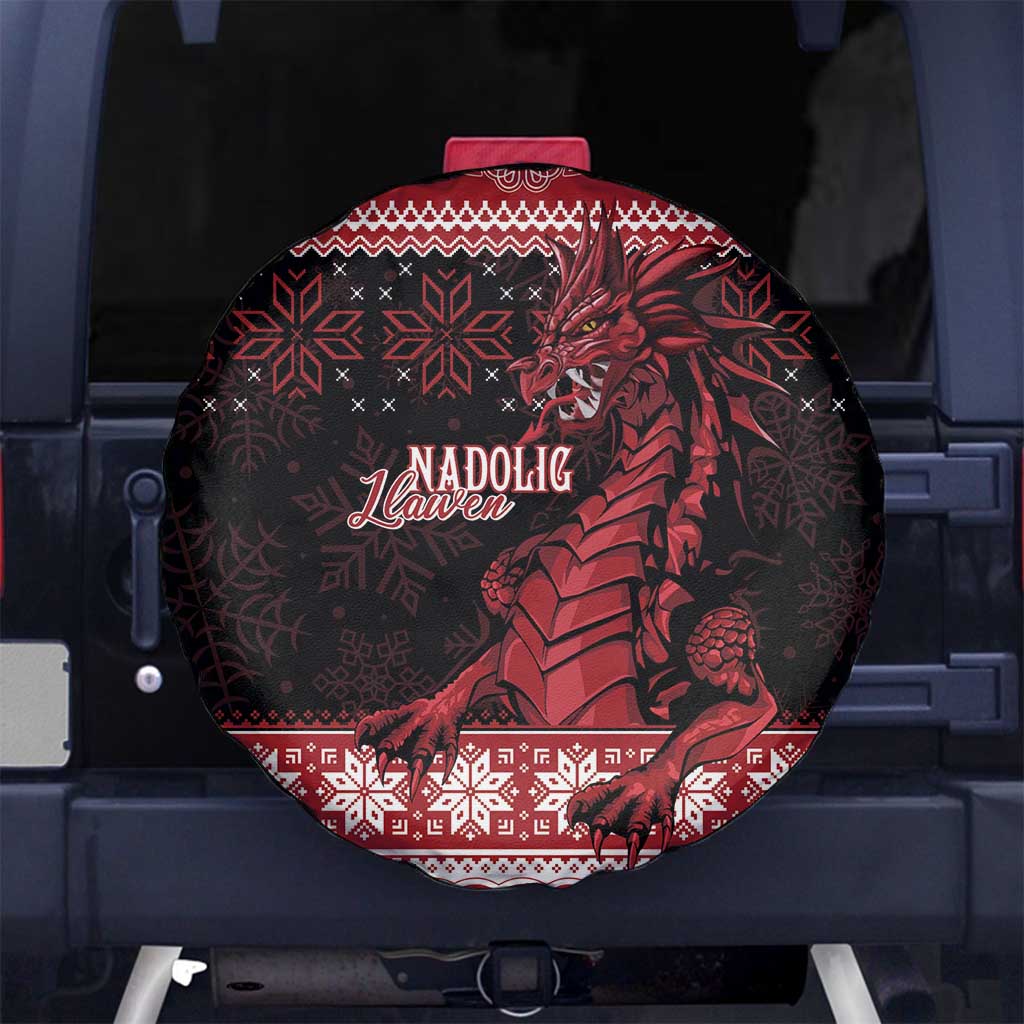 Christmas Wales Celtic Spare Tire Cover Welsh Dragon Nadolig Llawen - Wonder Print Shop
