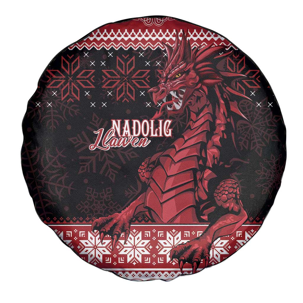 Christmas Wales Celtic Spare Tire Cover Welsh Dragon Nadolig Llawen - Wonder Print Shop