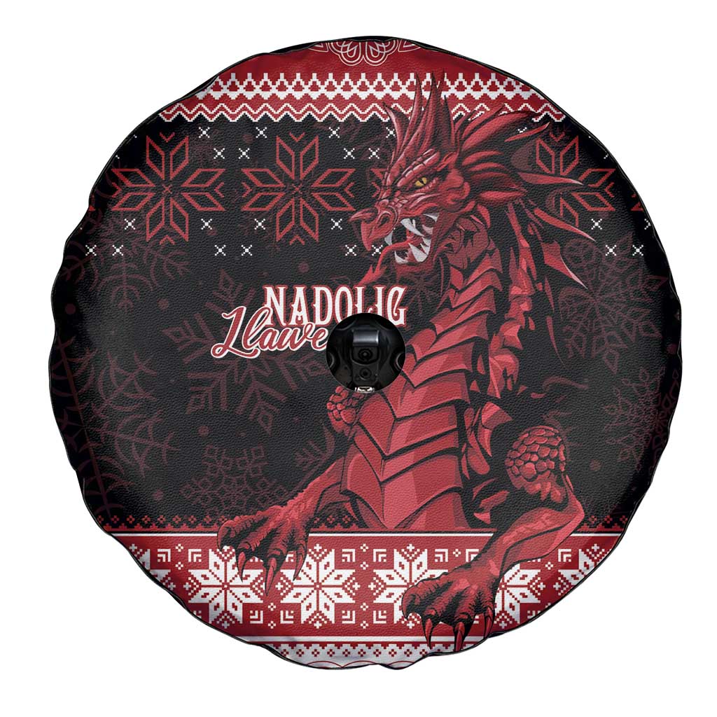 Christmas Wales Celtic Spare Tire Cover Welsh Dragon Nadolig Llawen - Wonder Print Shop