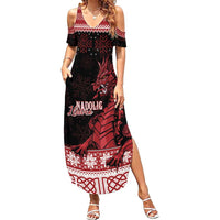 Christmas Wales Celtic Summer Maxi Dress Welsh Dragon Nadolig Llawen - Wonder Print Shop