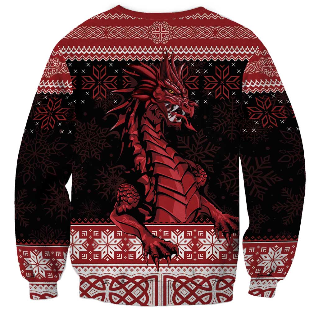 Christmas Wales Celtic Sweatshirt Welsh Dragon Nadolig Llawen - Wonder Print Shop