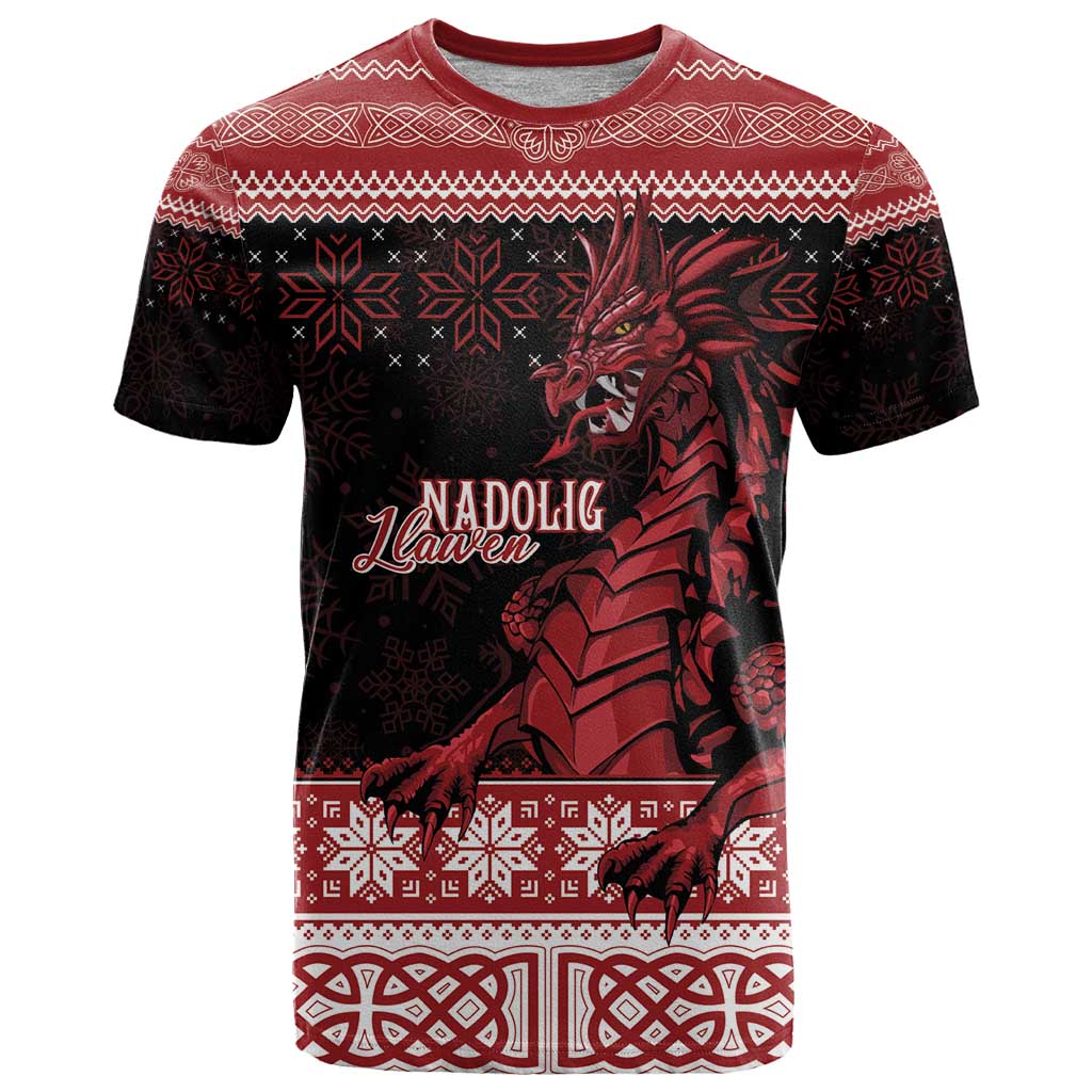 Christmas Wales Celtic T Shirt Welsh Dragon Nadolig Llawen - Wonder Print Shop
