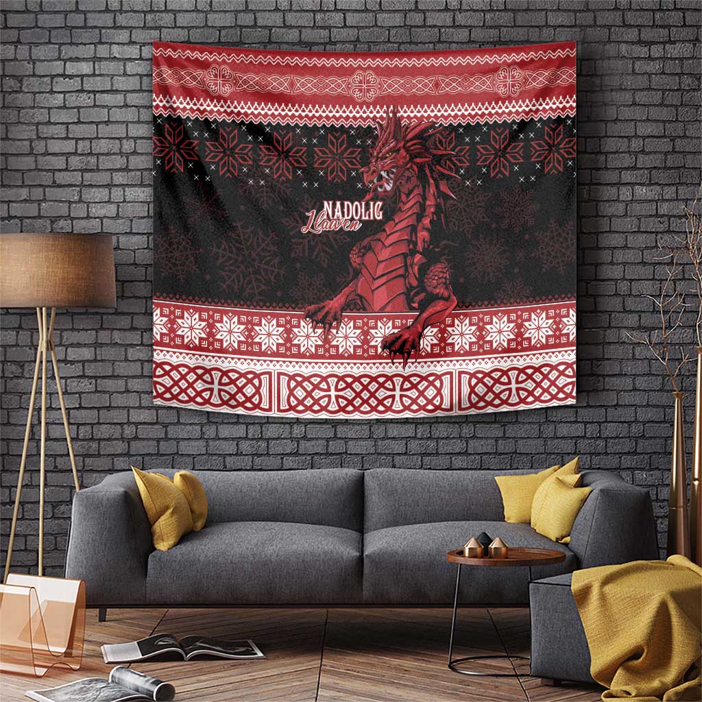 Christmas Wales Celtic Tapestry Welsh Dragon Nadolig Llawen - Wonder Print Shop