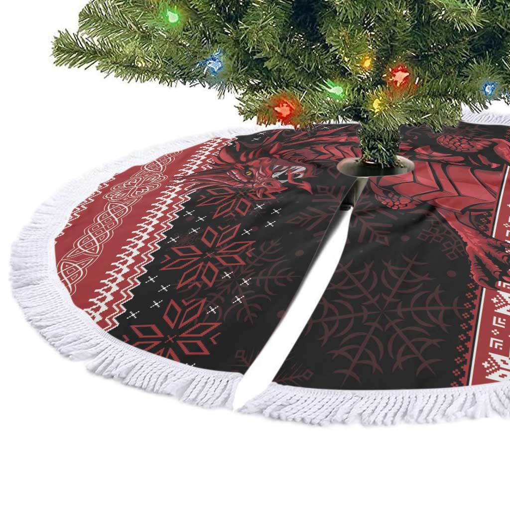 Christmas Wales Celtic Tree Skirt Welsh Dragon Nadolig Llawen - Wonder Print Shop