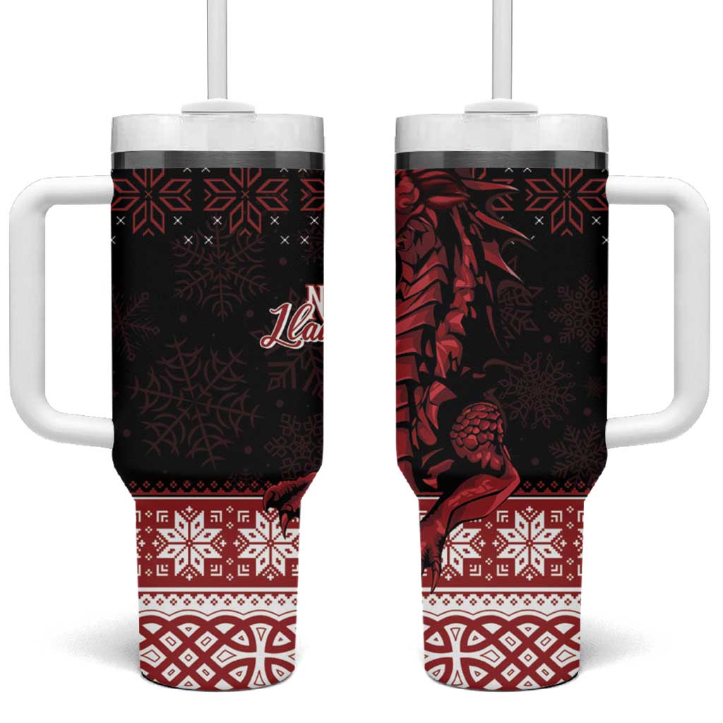 Christmas Wales Celtic Tumbler With Handle Welsh Dragon Nadolig Llawen - Wonder Print Shop