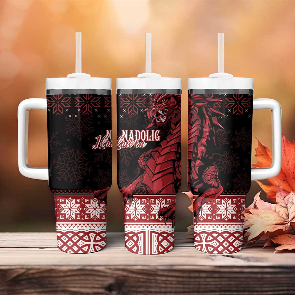 Christmas Wales Celtic Tumbler With Handle Welsh Dragon Nadolig Llawen - Wonder Print Shop