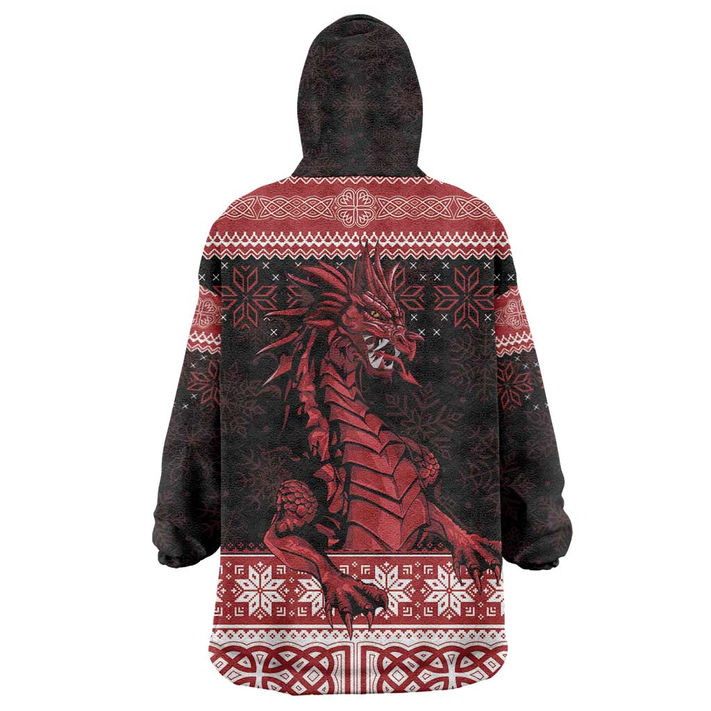 Christmas Wales Celtic Wearable Blanket Hoodie Welsh Dragon Nadolig Llawen - Wonder Print Shop
