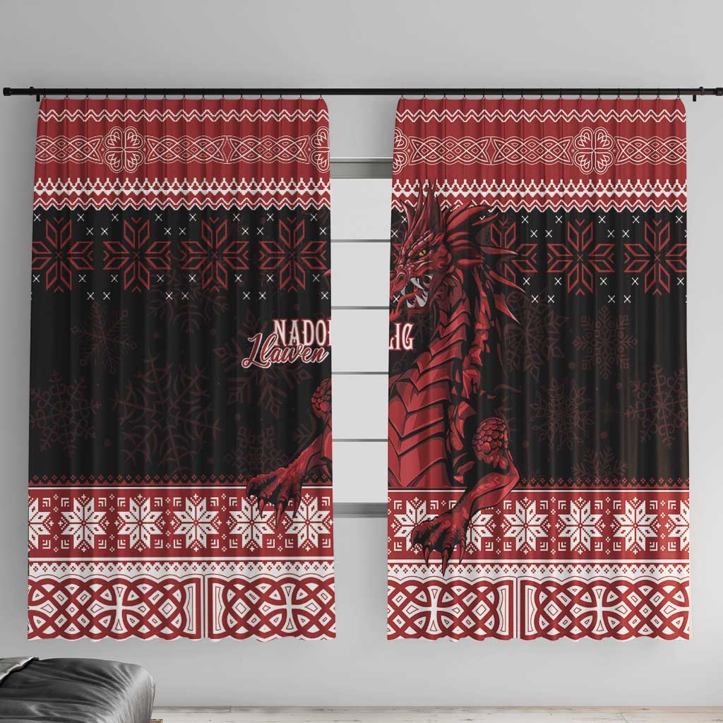Christmas Wales Celtic Window Curtain Welsh Dragon Nadolig Llawen - Wonder Print Shop