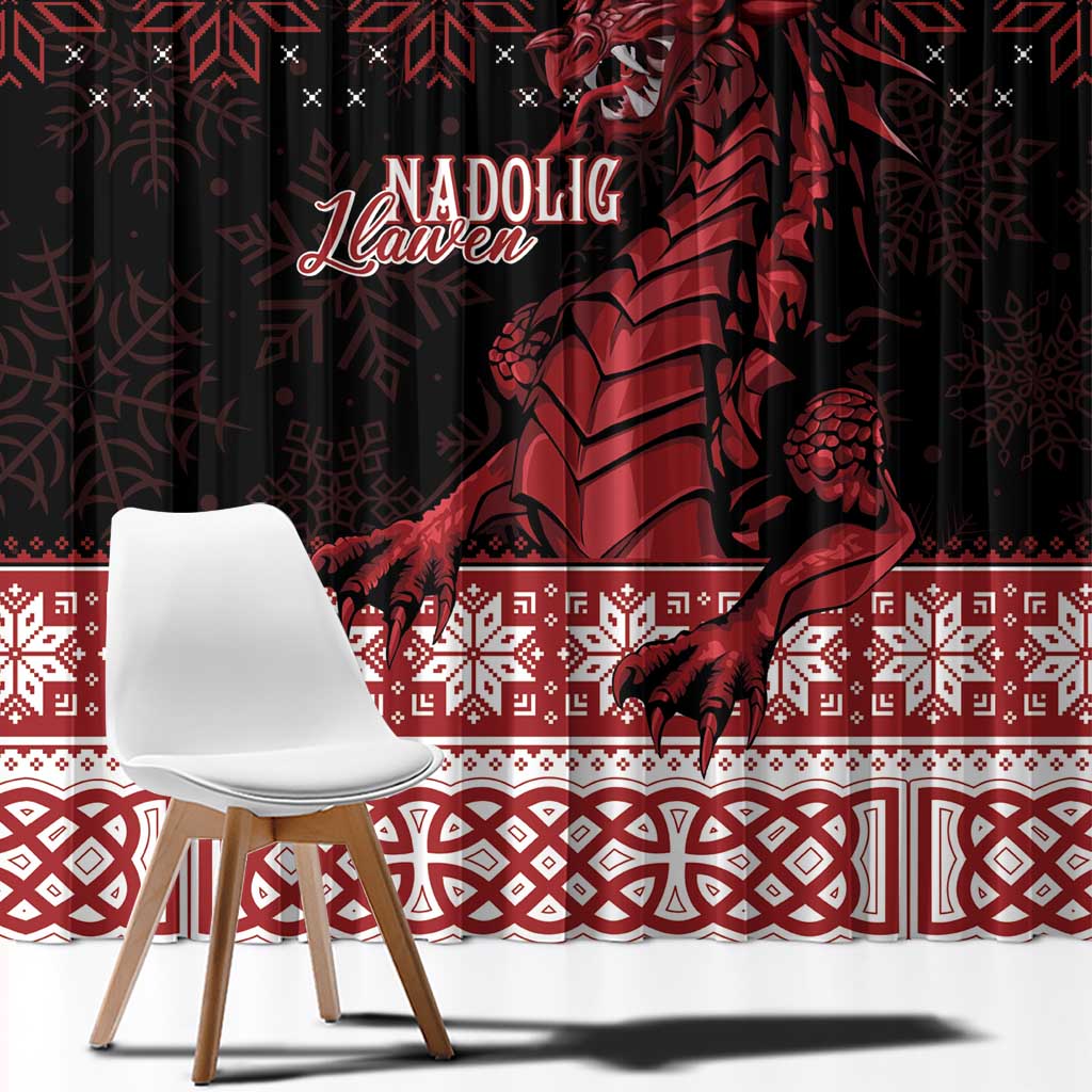 Christmas Wales Celtic Window Curtain Welsh Dragon Nadolig Llawen - Wonder Print Shop