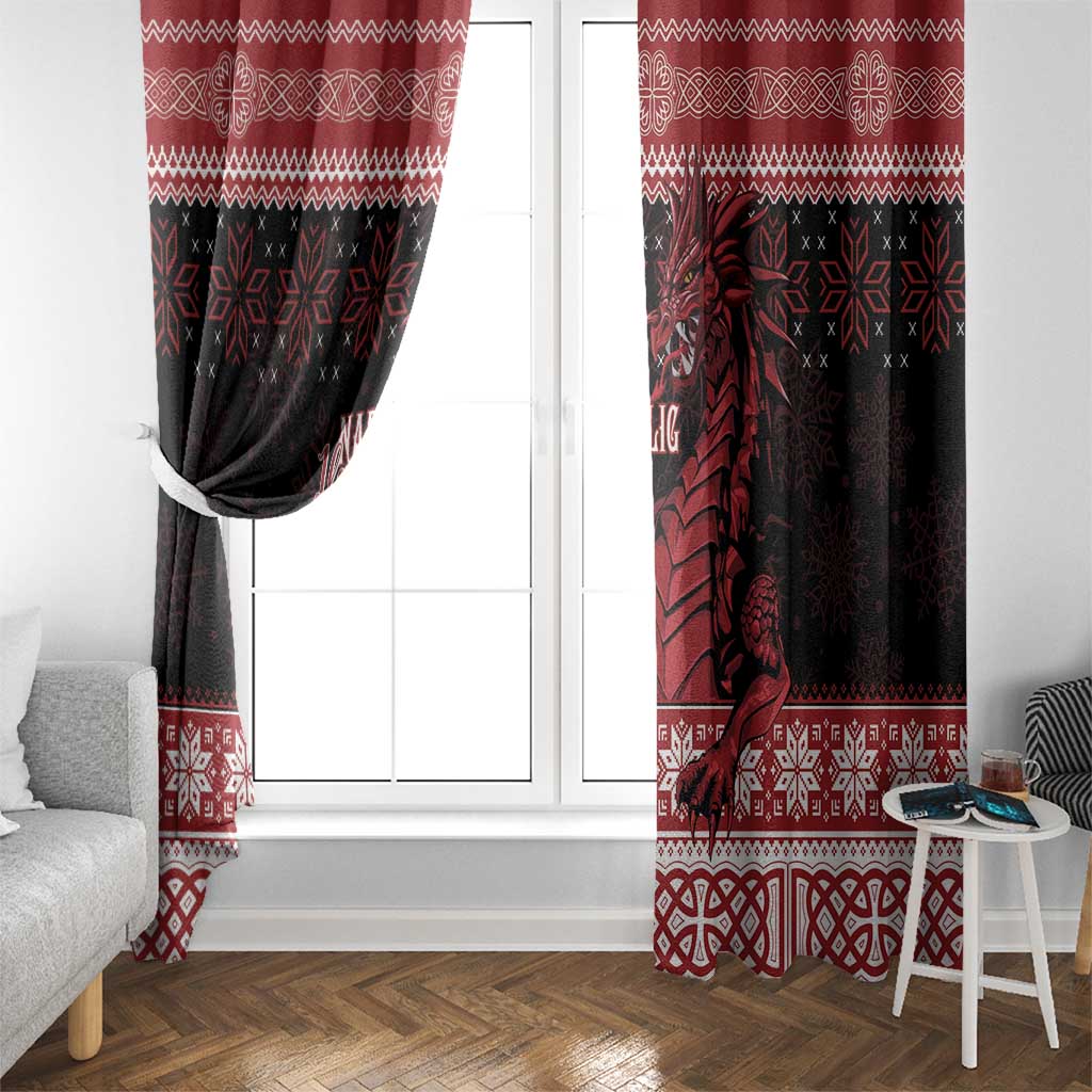 Christmas Wales Celtic Window Curtain Welsh Dragon Nadolig Llawen - Wonder Print Shop