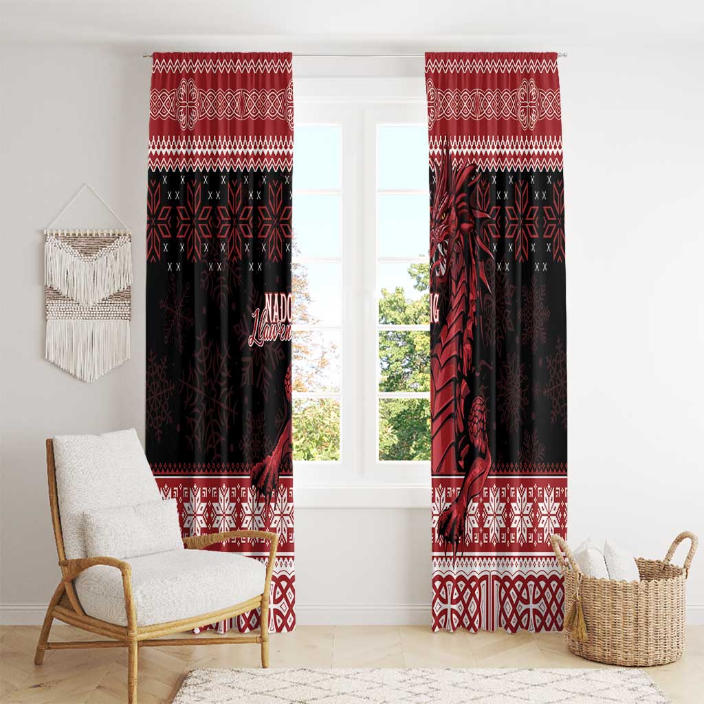 Christmas Wales Celtic Window Curtain Welsh Dragon Nadolig Llawen - Wonder Print Shop