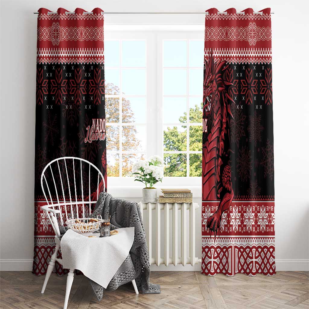 Christmas Wales Celtic Window Curtain Welsh Dragon Nadolig Llawen - Wonder Print Shop