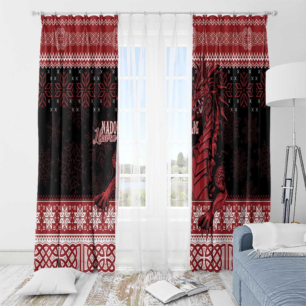 Christmas Wales Celtic Window Curtain Welsh Dragon Nadolig Llawen - Wonder Print Shop