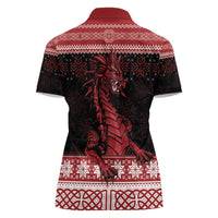 Christmas Wales Celtic Women Polo Shirt Welsh Dragon Nadolig Llawen - Wonder Print Shop