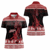 Christmas Wales Celtic Women Polo Shirt Welsh Dragon Nadolig Llawen - Wonder Print Shop