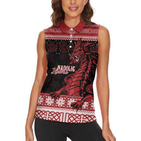 Christmas Wales Celtic Women Sleeveless Polo Shirt Welsh Dragon Nadolig Llawen - Wonder Print Shop