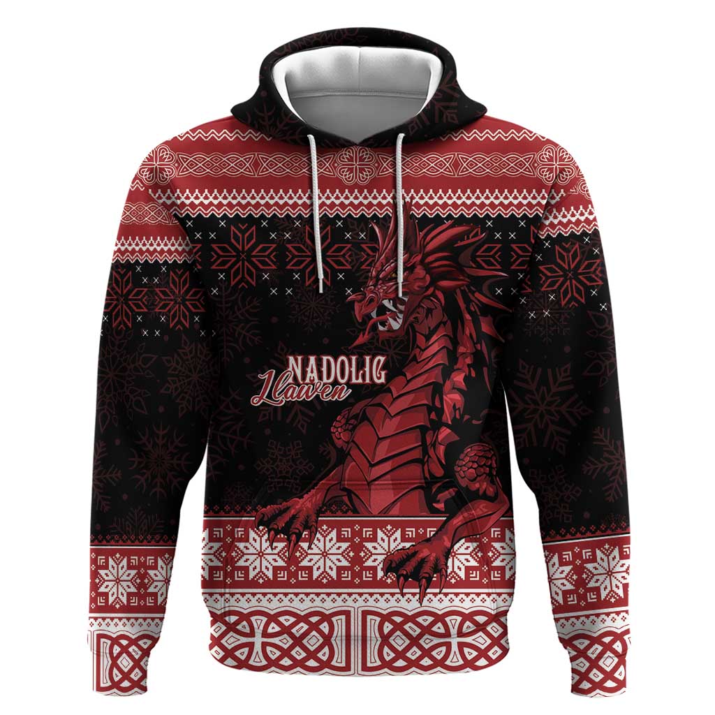 Christmas Wales Celtic Zip Hoodie Welsh Dragon Nadolig Llawen - Wonder Print Shop