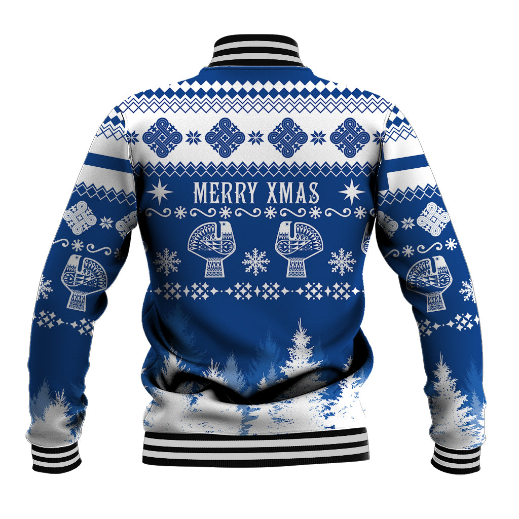 Finland Christmas Hannunvaakuna Tattoo Baseball Jacket Hyvaa Joulua - Flag Color LT7 - Wonder Print Shop