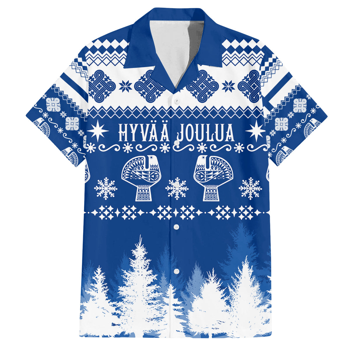 Finland Christmas Hannunvaakuna Tattoo Family Matching Tank Maxi Dress and Hawaiian Shirt Hyvaa Joulua - Flag Color - Wonder Print Shop