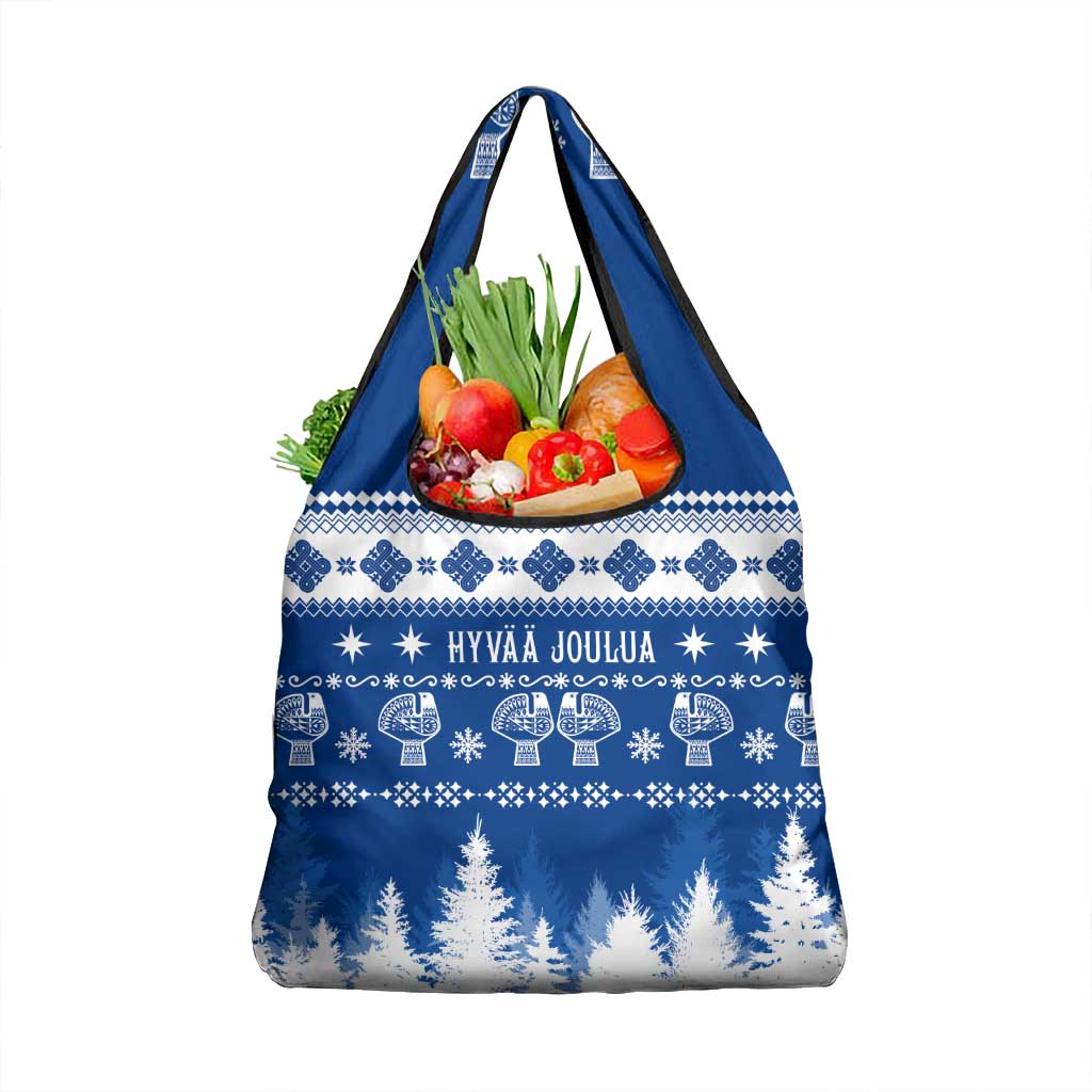 Finland Christmas Hannunvaakuna Tattoo Grocery Bag Hyvaa Joulua - Flag Color