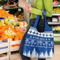 Finland Christmas Hannunvaakuna Tattoo Grocery Bag Hyvaa Joulua - Flag Color