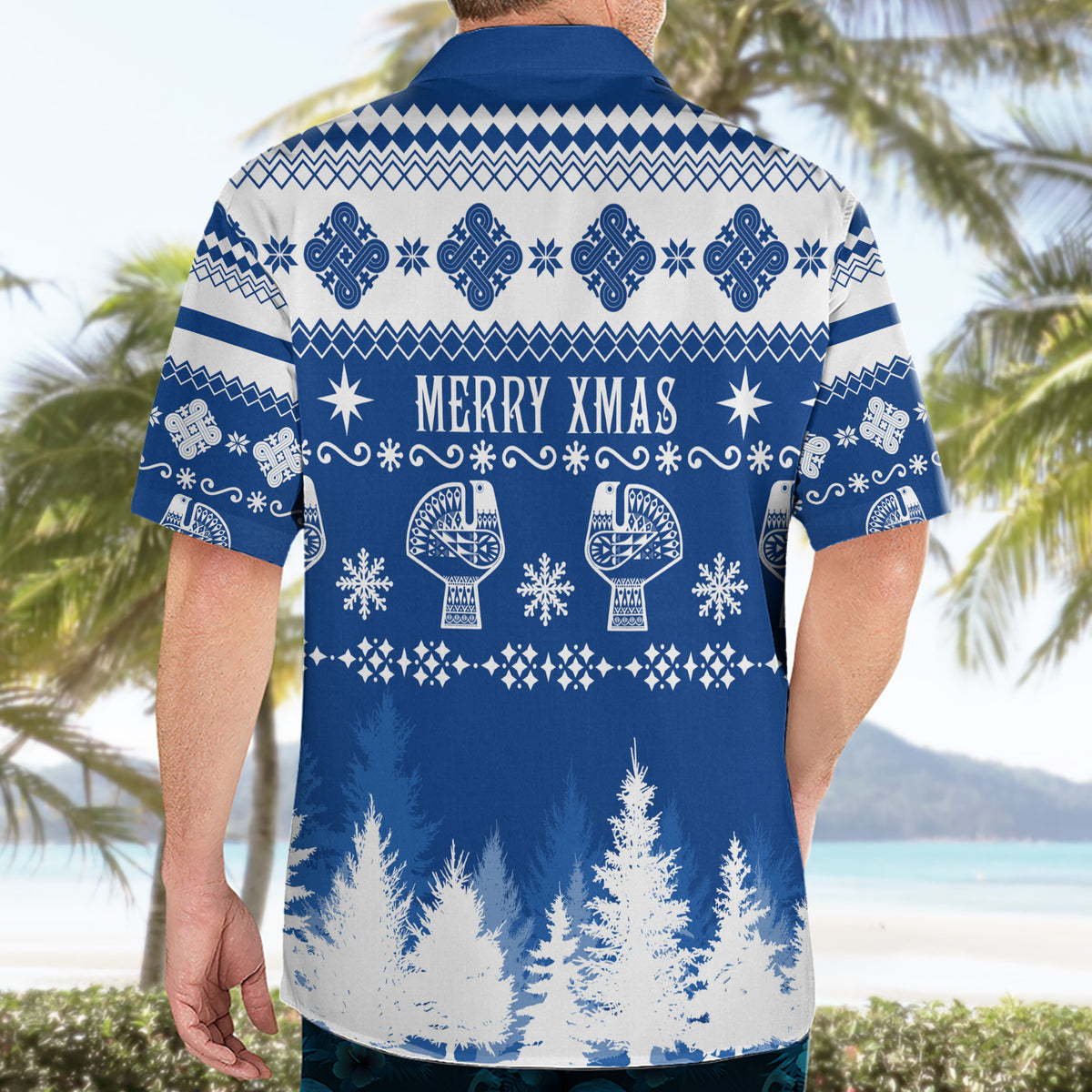 Finland Christmas Hannunvaakuna Tattoo Hawaiian Shirt Hyvaa Joulua - Flag Color - Wonder Print Shop