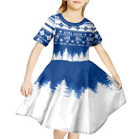 Finland Christmas Hannunvaakuna Tattoo Kid Short Sleeve Dress Hyvaa Joulua - Flag Color - Wonder Print Shop